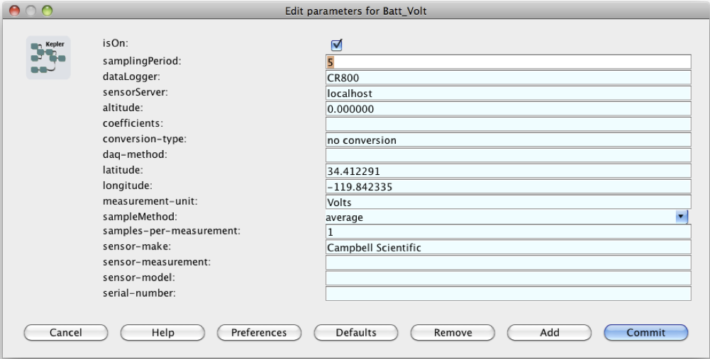 Example REAP Change Sensor Params